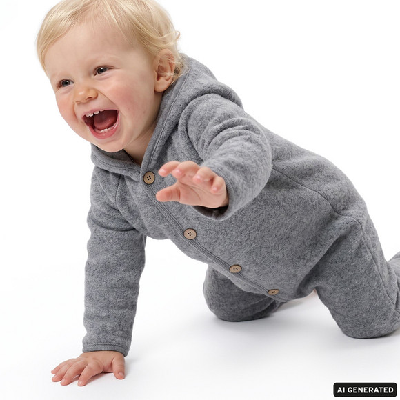 Wollen babyoverall met omgeslagen boorden