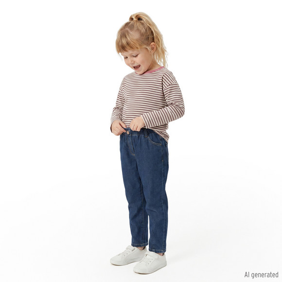 Mädchen Paperbag-Jeans mit Used-Waschung