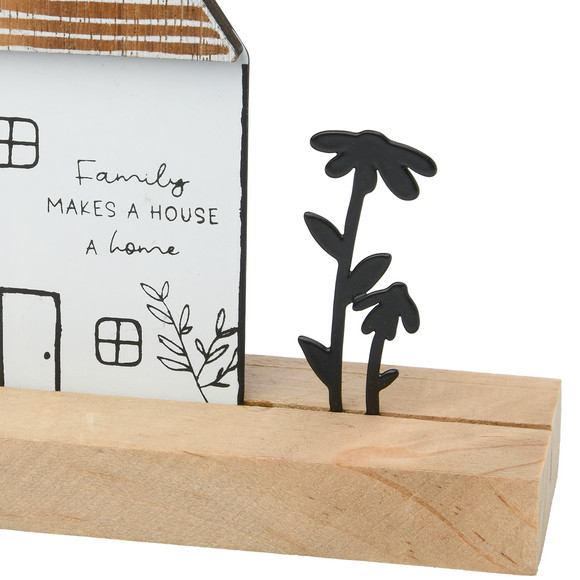 Dekoaufsteller Haus mit Holz-Sockel