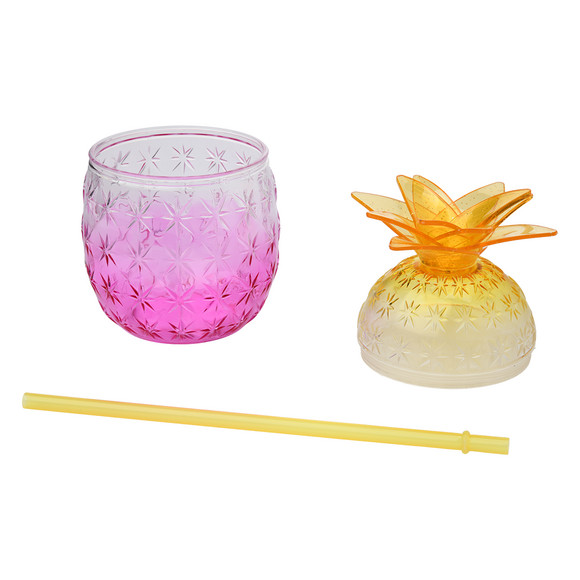 Trinkbecher Ananas mit Strohhalm