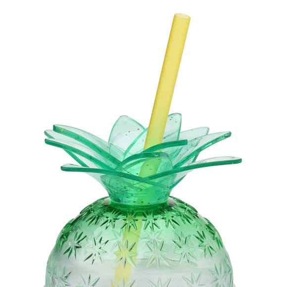 Trinkbecher Ananas mit Strohhalm