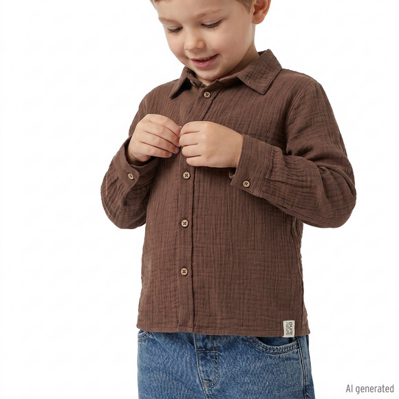 Jungen Musselin-Hemd mit Kentkragen