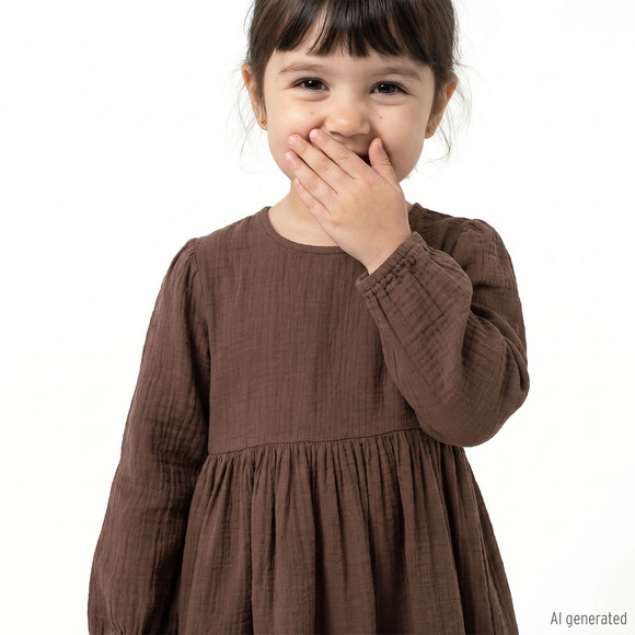 Mädchen Musselin-Kleid mit Volant