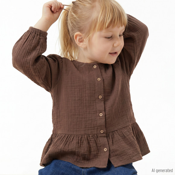Mädchen Musselin-Bluse mit Volant
