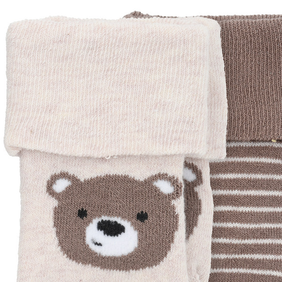 2 Paar Newborn Frotteesocken mit Bär-Motiv
