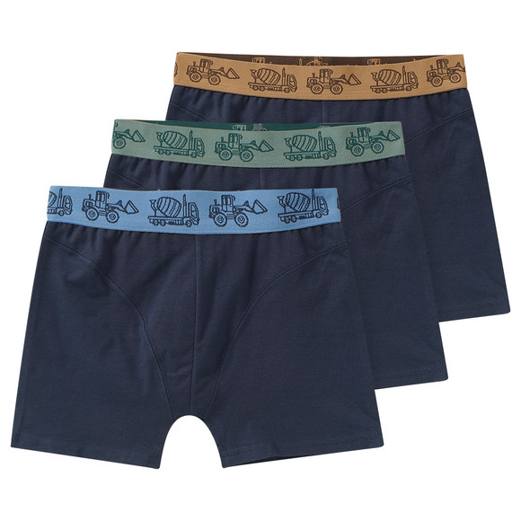 3 Jungen Boxer mit Baufahrzeugen