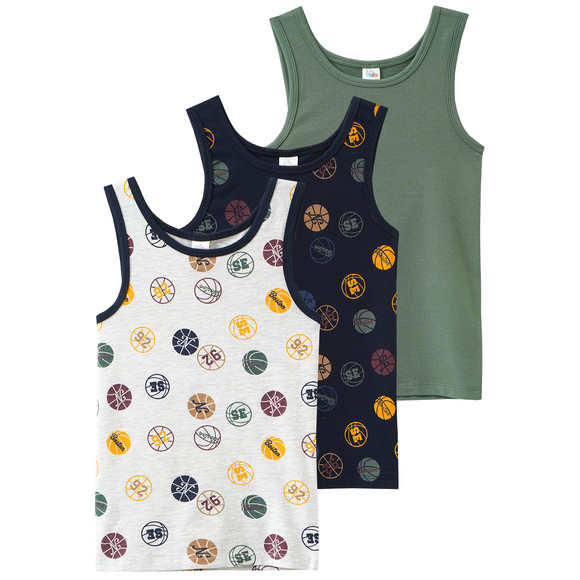 3 Jungen Unterhemden mit Sport-Motiven