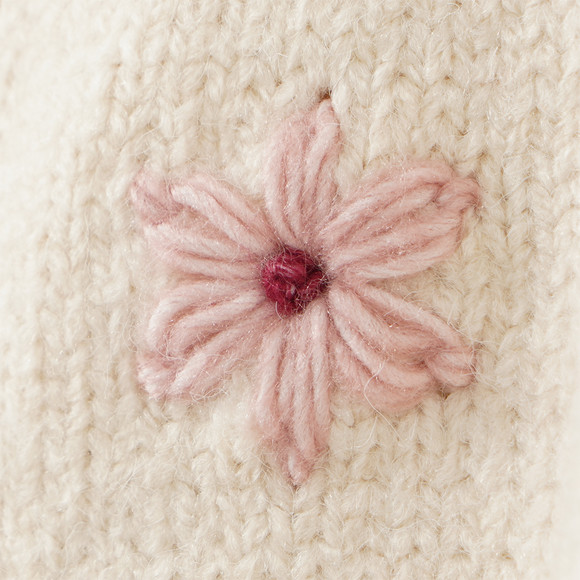 Mädchen Strickjacke mit Blumen-Stickerei