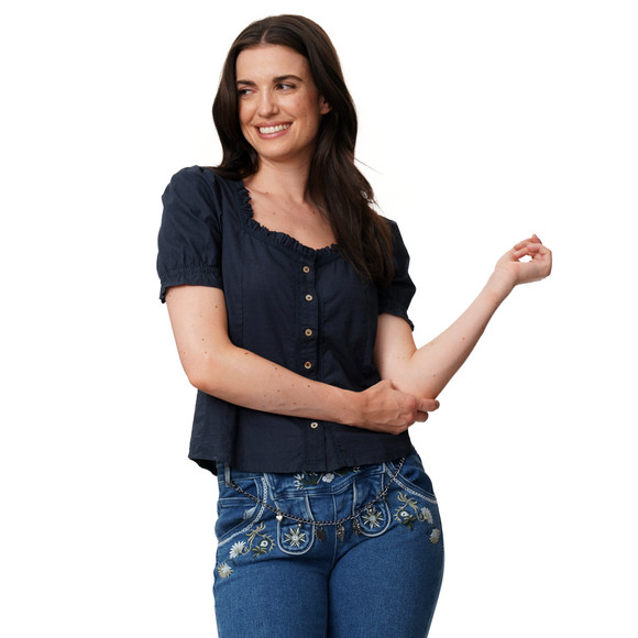 Damen Trachtenbluse mit weitem Ausschnitt
