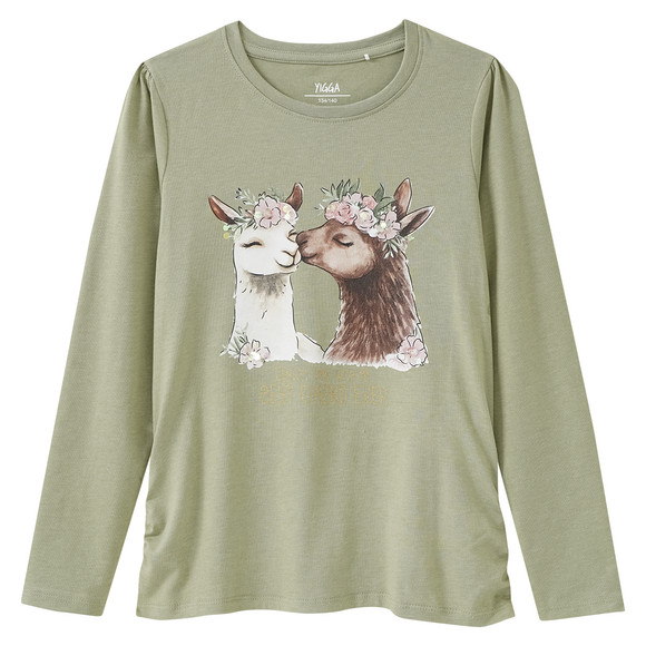 Mädchen Langarmshirt mit Alpaka-Motiv