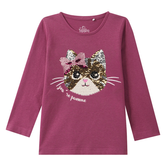 Mädchen Langarmshirt mit Wendepailletten