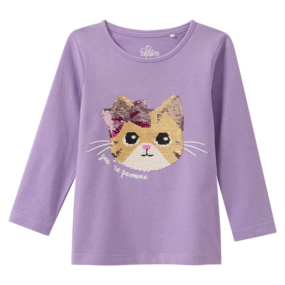 Mädchen Langarmshirt mit Wendepailletten