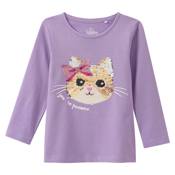 Mädchen Langarmshirt mit Wendepailletten