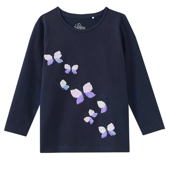 Mädchen Langarmshirt mit Wendepailletten