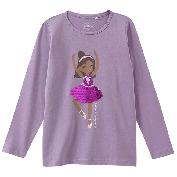 Mädchen Langarmshirt mit Wendepailletten