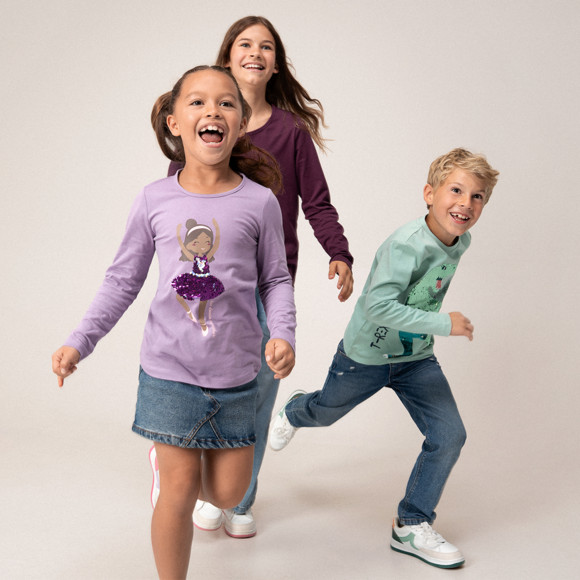 Mädchen Langarmshirt mit Wendepailletten