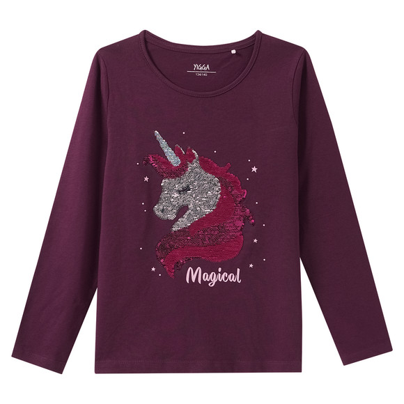 Mädchen Langarmshirt mit Wendepailletten