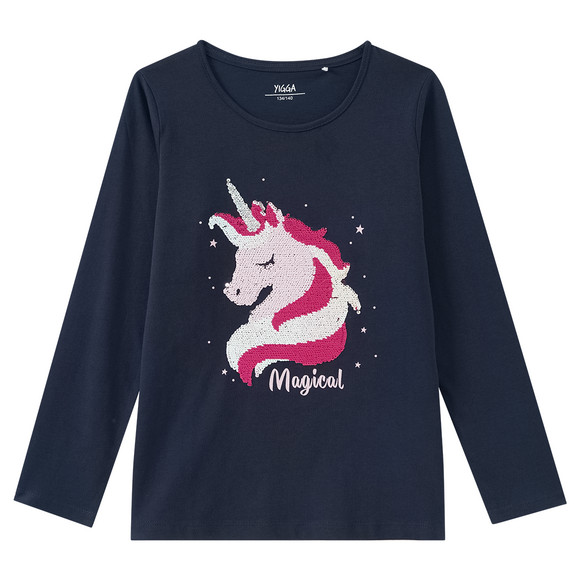 Mädchen Langarmshirt mit Wendepailletten