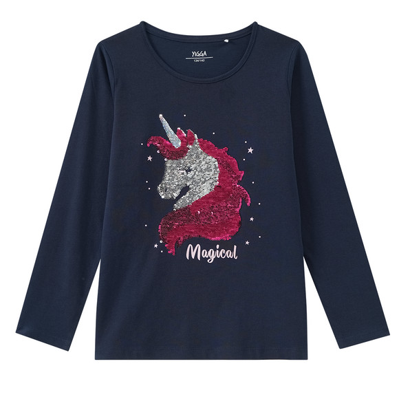 Mädchen Langarmshirt mit Wendepailletten