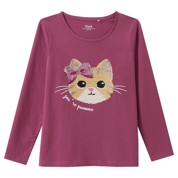 Mädchen Langarmshirt mit Wendepailletten