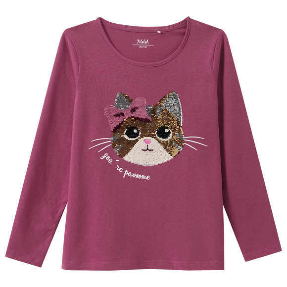 Mädchen Langarmshirt mit Wendepailletten
