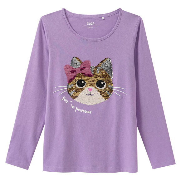 Mädchen Langarmshirt mit Wendepailletten