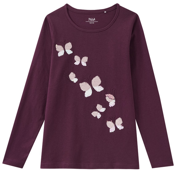 Mädchen Langarmshirt mit Wendepailletten