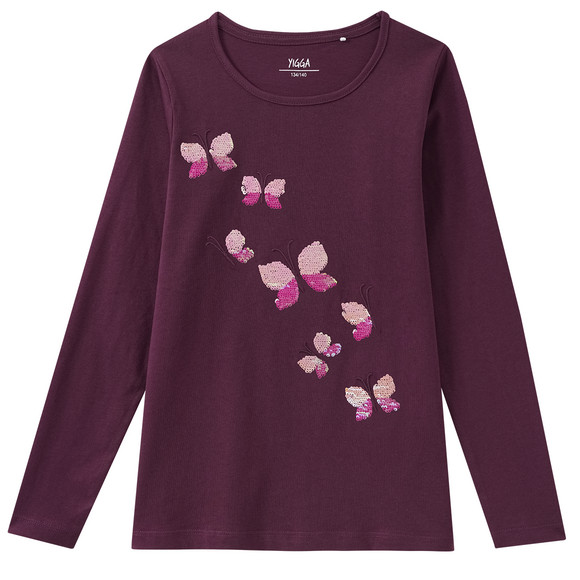 Mädchen Langarmshirt mit Wendepailletten