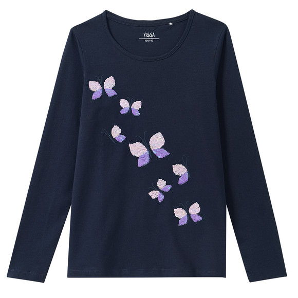 Mädchen Langarmshirt mit Wendepailletten