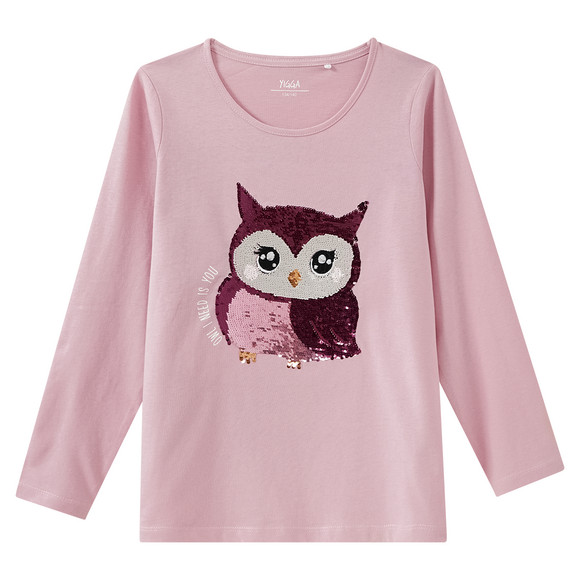 Mädchen Langarmshirt mit Wendepailletten