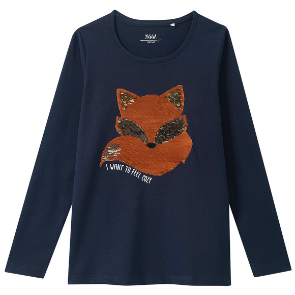 Mädchen Langarmshirt mit Wendepailletten