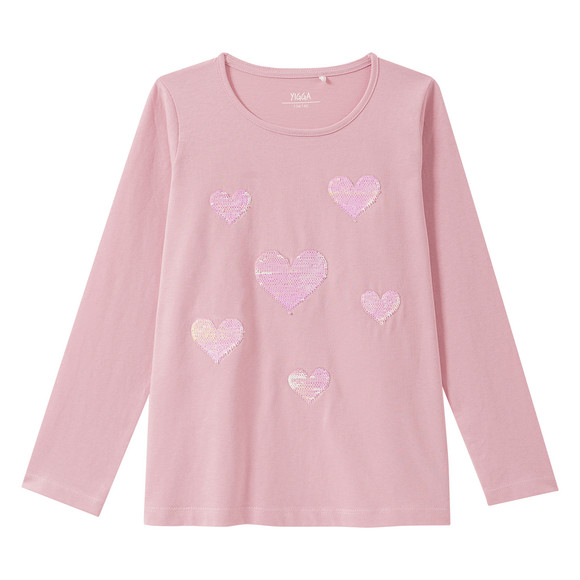 Mädchen Langarmshirt mit Wendepailletten