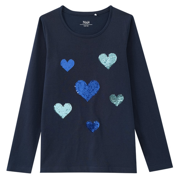 Mädchen Langarmshirt mit Wendepailletten