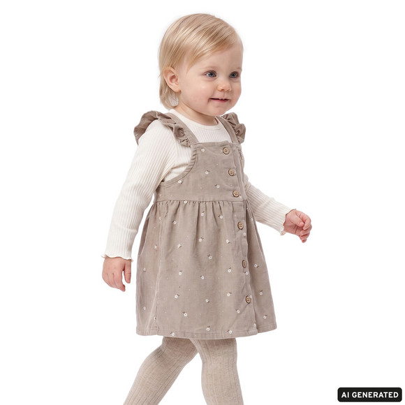 Babyset met corduroyjurkje en geribbeld shirt