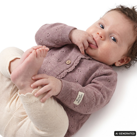 Newborn Strickjacke mit Ajour-Muster