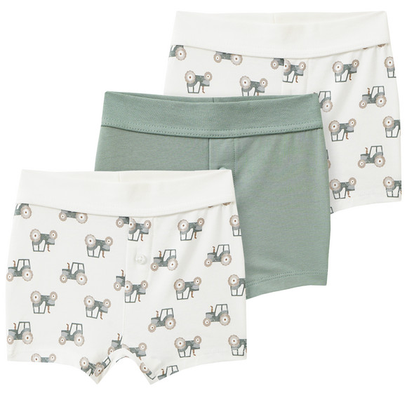 3 babyboxershorts met tractorprint