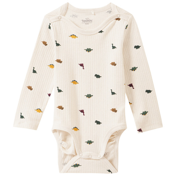 2 Baby Langarmbodys mit Dino-Motiven