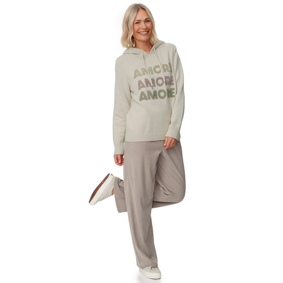 Damen Strickpullover mit Frottee-Applikation