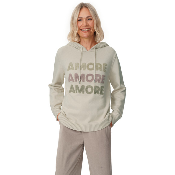 Damen Strickpullover mit Frottee-Applikation
