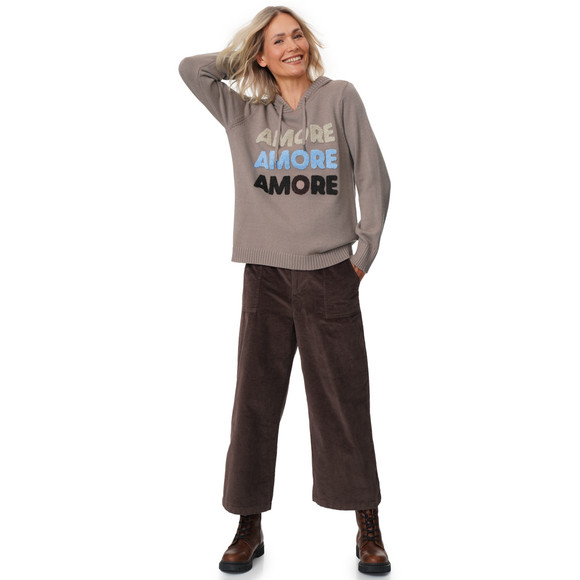 Damen Strickpullover mit Frottee-Applikation