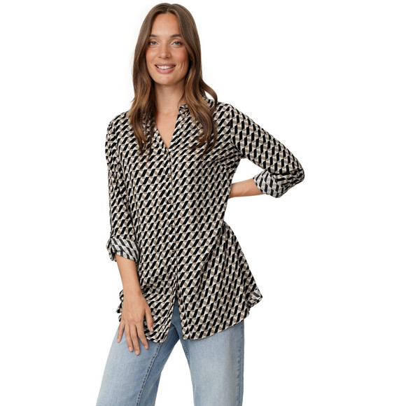 Damen Longbluse mit Turn-up-Ärmeln