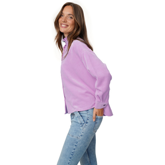 Damen Cordbluse mit Rüschenkragen