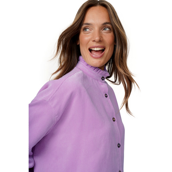 Damen Cordbluse mit Rüschenkragen