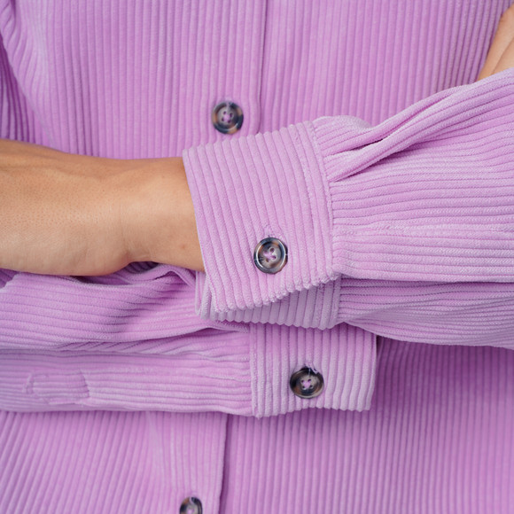 Damen Cordbluse mit Rüschenkragen