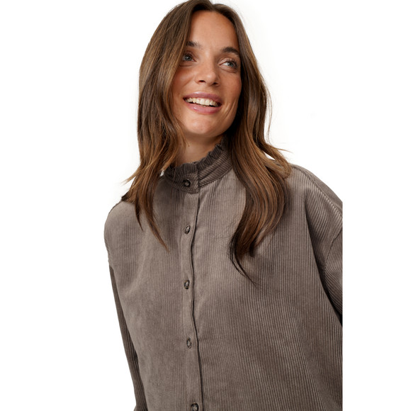 Damen Cordbluse mit Rüschenkragen