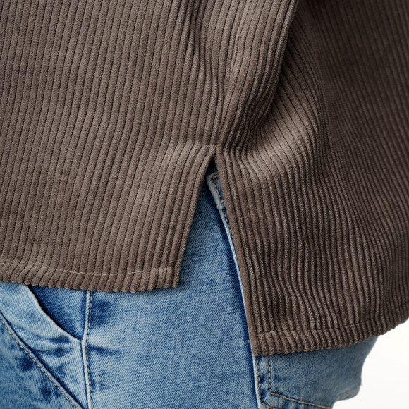 Damen Cordbluse mit Rüschenkragen