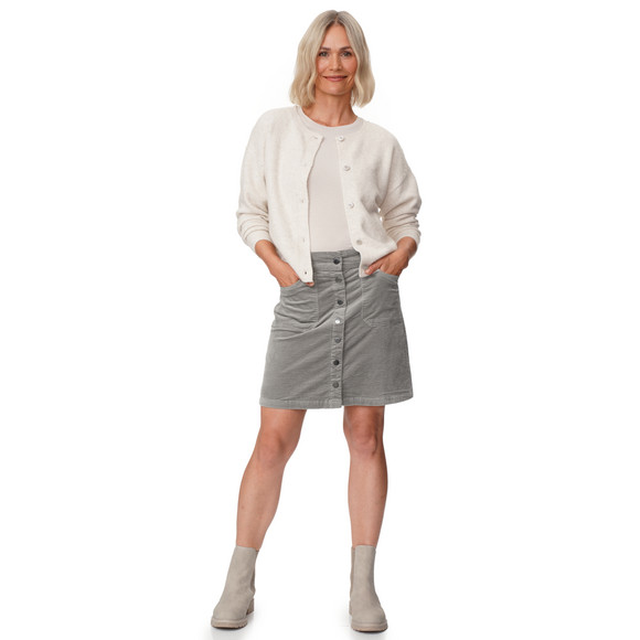 Damen Cord-Rock mit Zierknopfleiste