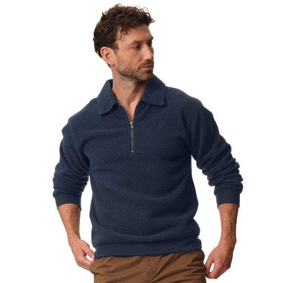 Herren Fleecepullover mit Troyerkragen