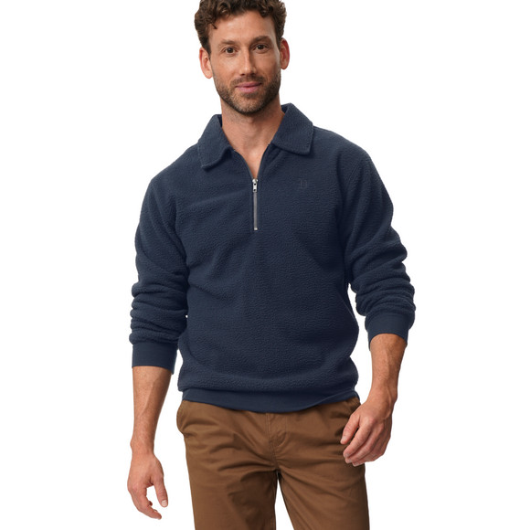 Herren Fleecepullover mit Troyerkragen