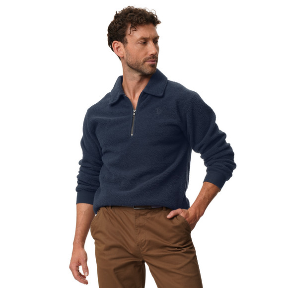 Herren Fleecepullover mit Troyerkragen